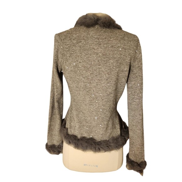 Lafayette 148 Wool Cashmere Fur Trim Cardigan Womens Small Gray Old Money Merino - Picture 3 of 8